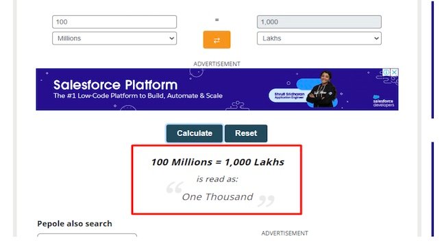 Using Online Million Billion Lakh Crore Converter