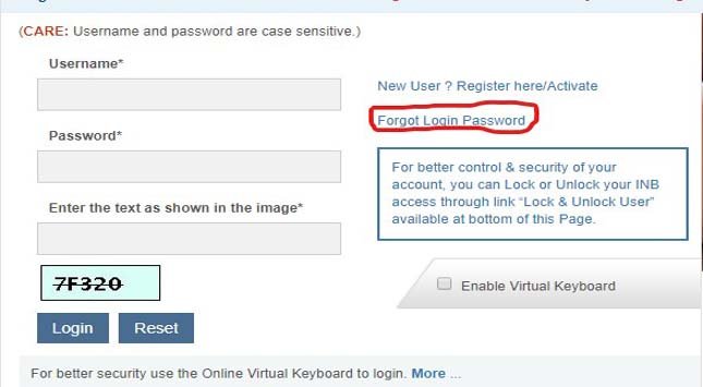 Reset SBI Net Banking Password