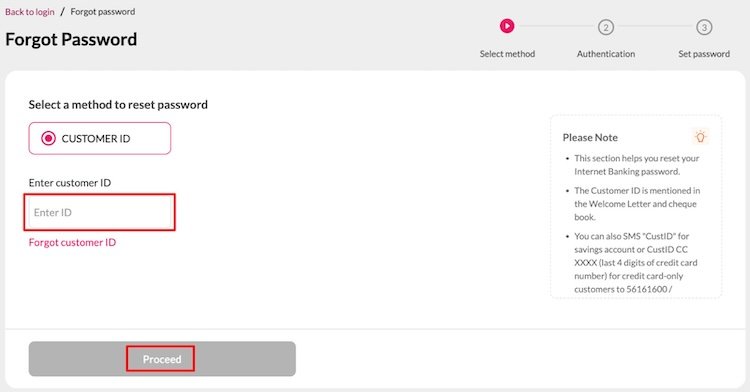 Axis Bank Forgot Password