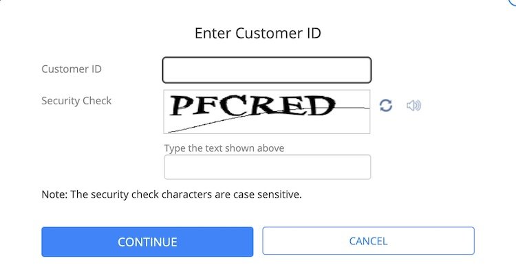 enter your customer ID