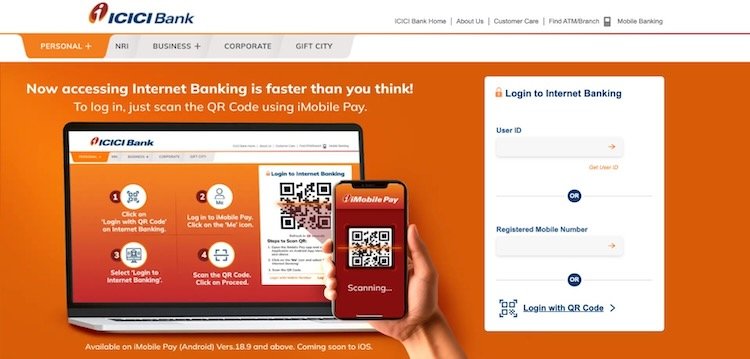 Login to ICICI Bank Net Banking