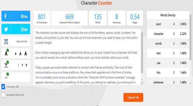 online character counter